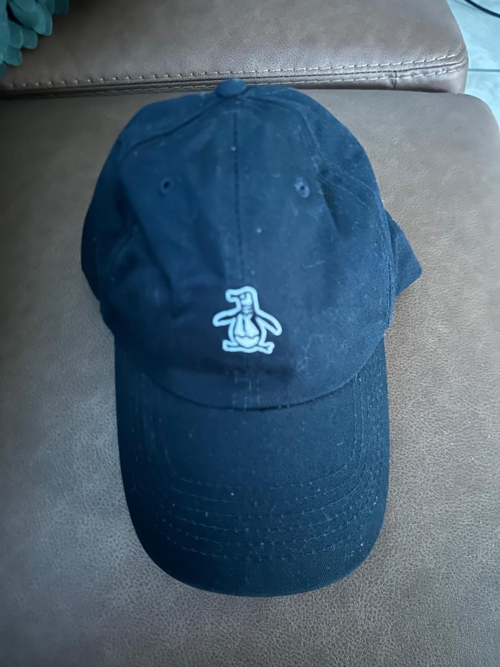 Original Penguin Black Baseball Cap with White Penguin Logo